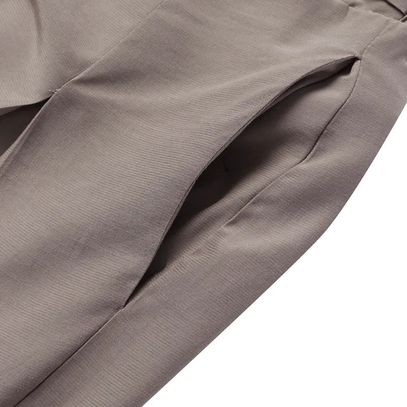 Sophisticated plus-size women's palazzo pants, wide-leg silhouette for modern office elegance.