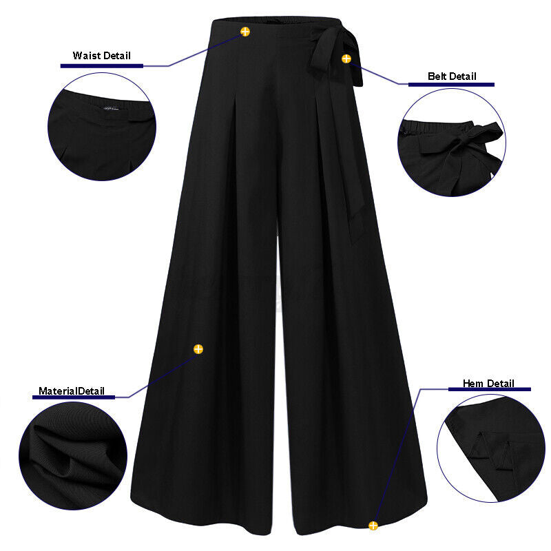 Elegant wide-leg high-waist pants, plus-size women's professional workwear in a modern style.