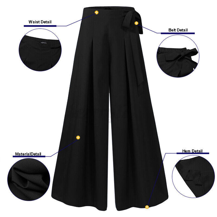 Elegant wide-leg high-waist pants, plus-size women's professional workwear in a modern style.