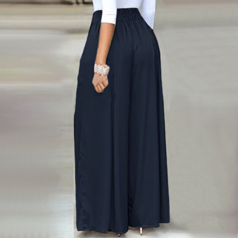 Stylish women's plus-size palazzo pants, wide-leg and high-waist for a chic professional look.