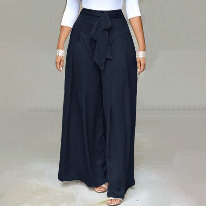 Elegant plus-size palazzo pants for women, wide-leg design perfect for modern office fashion.