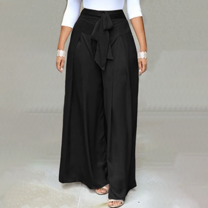 Chic plus-size high-waist wide-leg pants, versatile for women's workwear & professional style.