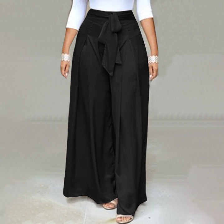 Chic plus-size high-waist wide-leg pants, versatile for women's workwear & professional style.
