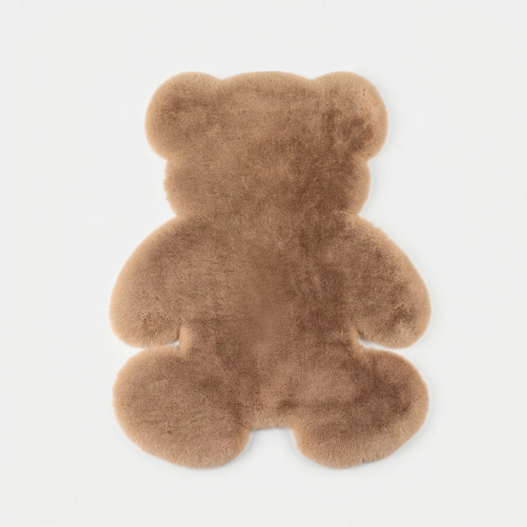 Luxurious plush bear-shaped rug, a soft and stylish accent area rug for cozy, kid-friendly home decor.