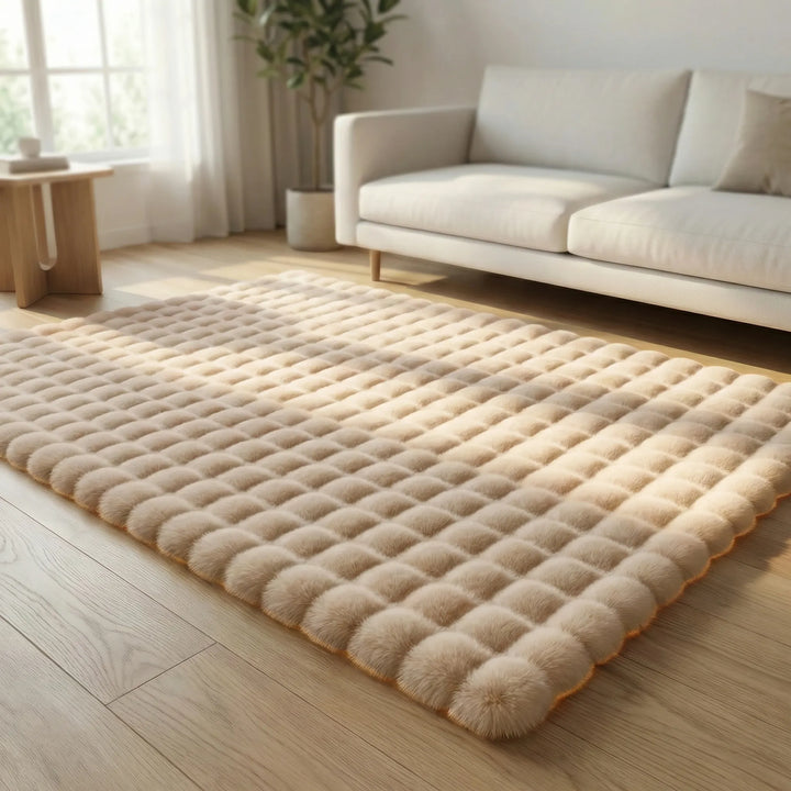 Flowique wave plush bubble floral rug, memory foam cushioning, soft & inviting home decor for bedrooms & living rooms.