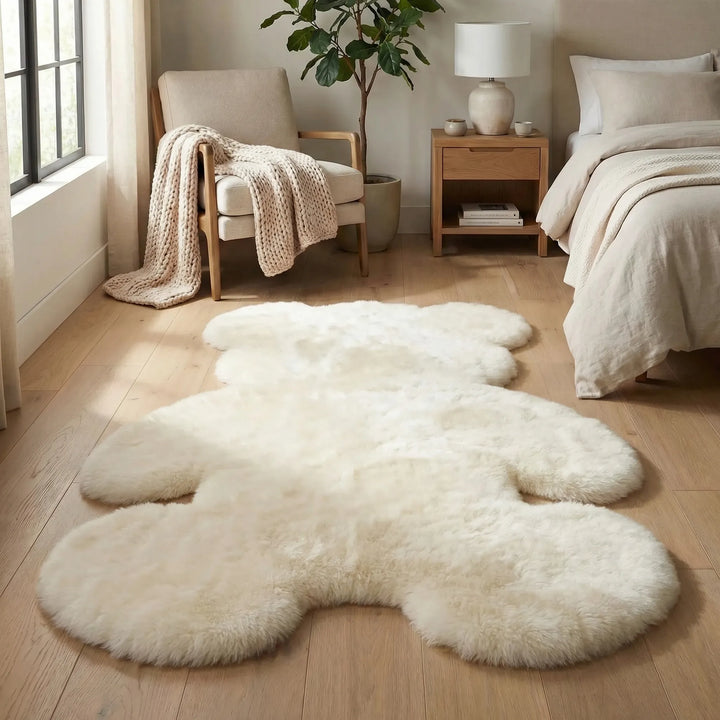 Novelty bear area rug, plush and soft, adds a playful touch to kids' bedrooms or cozy home decor. Flowique design.