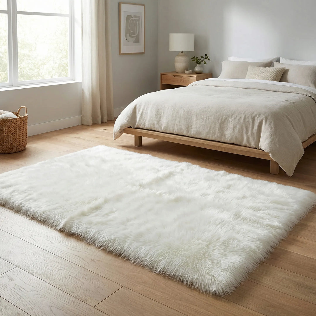 Plush shag bench runner rug, ultra soft & cozy for floor decor.
