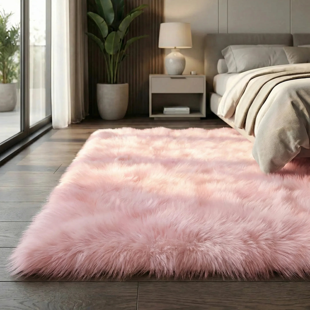 Cozy bench runner rug, plush shag with elegant wave design for modern homes.