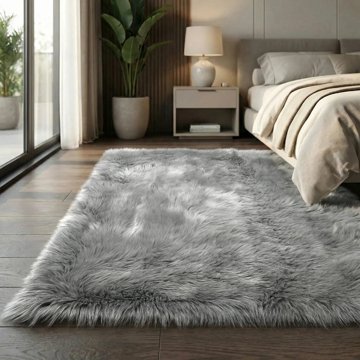Bench floor runner, a Flowique plush shag rug with a stylish wave pattern.