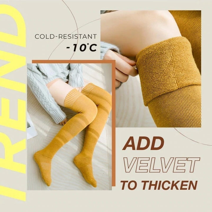 Thick thermal knee socks for women, designed for ultimate warmth and comfort.
