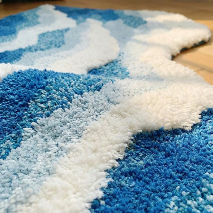 Soft, plush wave rug. Non-slip sculpted area mat, perfect for bedroom, bathroom, or modern home decor.