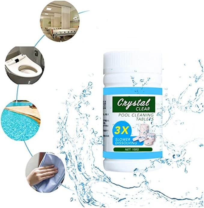 Pool clarifier tablets designed for quick and effective water treatment, providing clear swimming pool water.