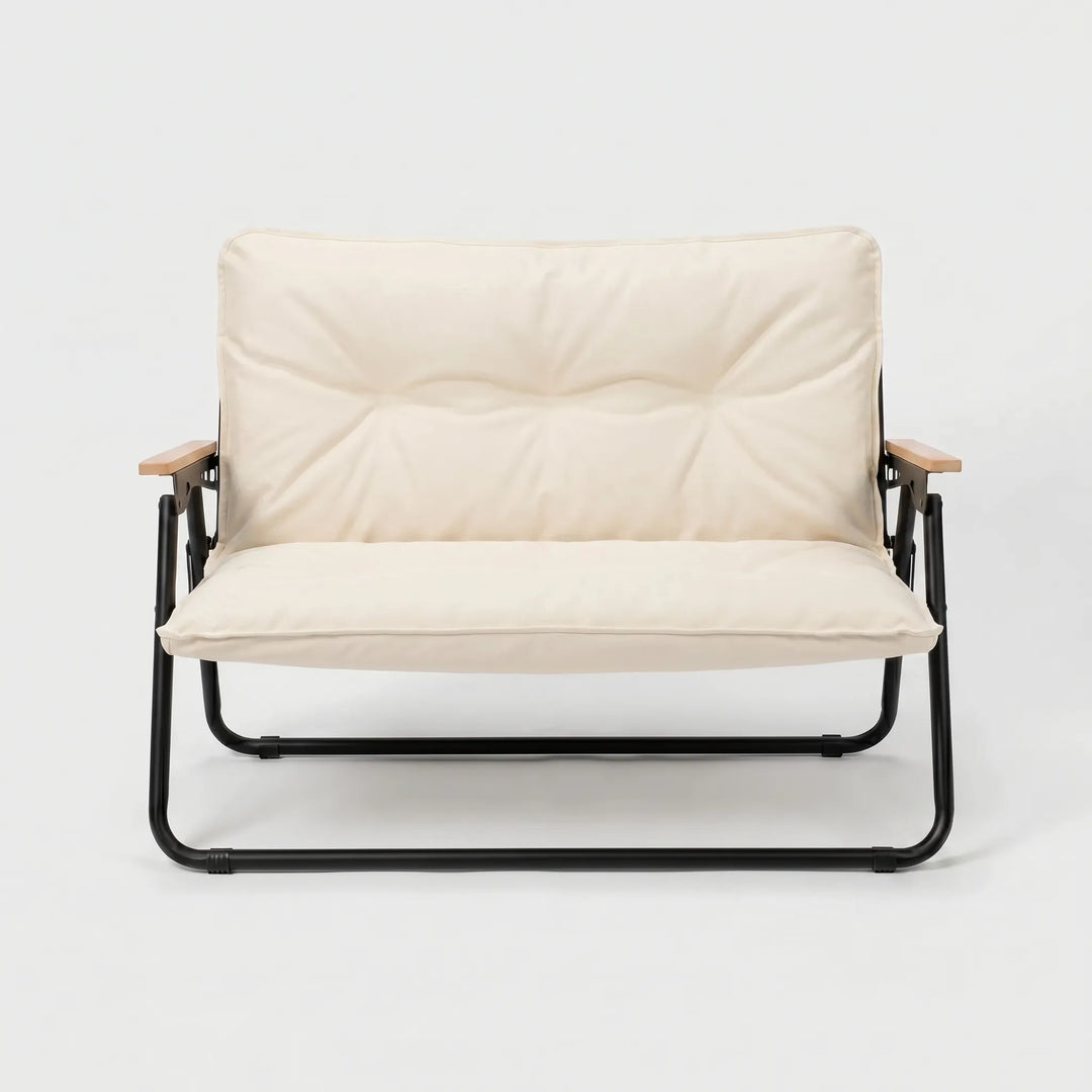 Folding 2-person camping sofa, durable outdoor seating solution for camp, patio, or events.
