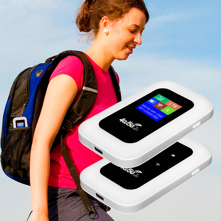 Compact 5G mobile Wi-Fi hotspot, perfect for secure travel internet & remote work during trips.