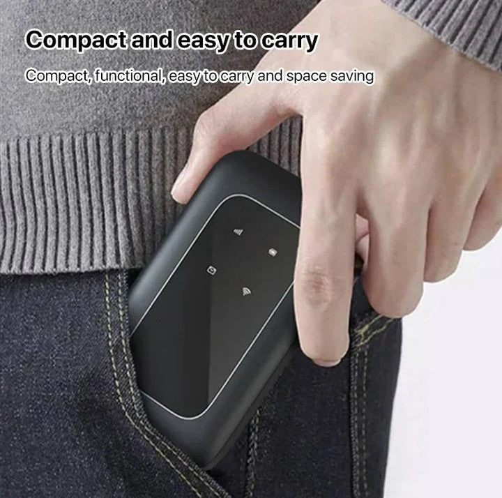 Compact 5G mobile hotspot, providing unlocked wireless internet connectivity on the go.