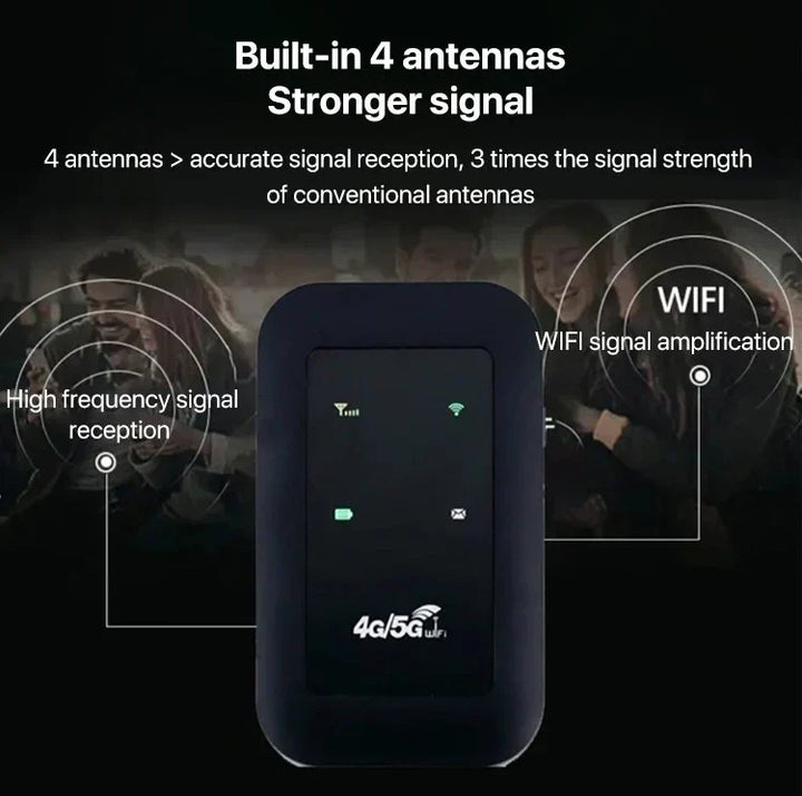 Sleek portable 5G router, delivering quick wireless internet for all your travel needs.