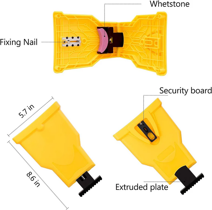 Precision chainsaw sharpener tool for woodworking, ensuring sharp chain teeth and optimal blade performance.