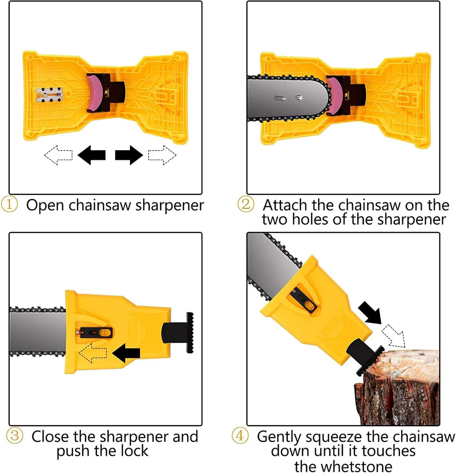 Chainsaw chain sharpener tool to restore blade sharpness, enhancing cutting efficiency for garden & outdoor tasks.
