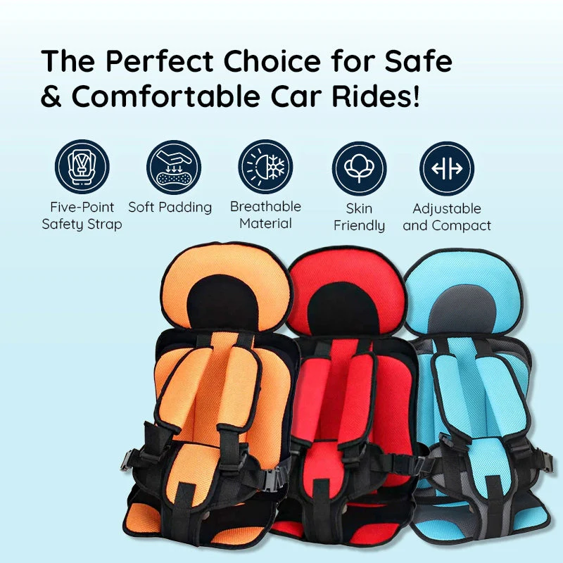 Travel-friendly toddler car seat, lightweight & equipped with safety straps.