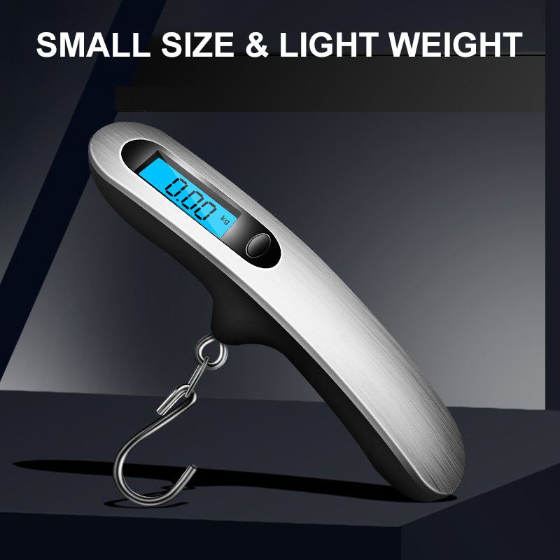 Ergonomic handle of a portable digital luggage scale, designed for comfortable lifting and accurate weighing