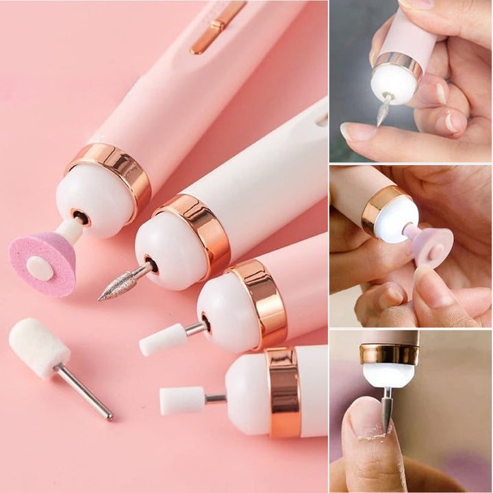 Portable electric nail drill kit with various bits for smooth manicures and pedicures