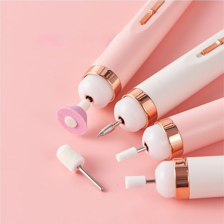 Close-up of electric nail file pen with LED light, ideal for precise nail care