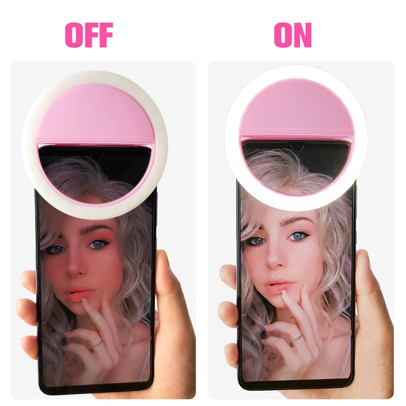 Bright, clip-on portable selfie light for any smartphone. Essential LED accessory for better social media photos & videos.