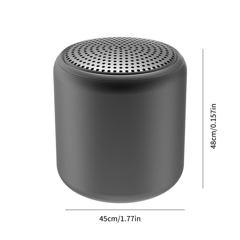 Waterproof mini outdoor audio speaker, wireless, with a secure carrying strap