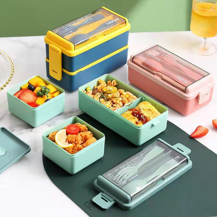 Portable multi-compartment lunch box for meal prep, adult bento style food container