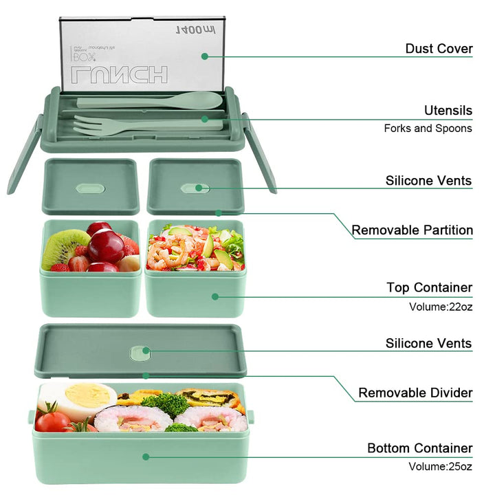 Durable multi-compartment lunch container, perfect for carrying various foods securely