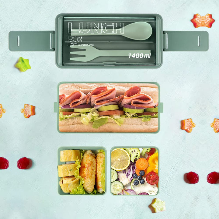 Compact bento box, multi-compartment design for organized and fresh school or work lunches
