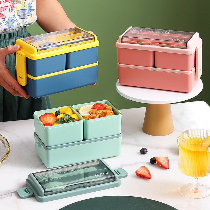 Insulated-style portable lunch box with multiple compartments, keeps meals fresh longer