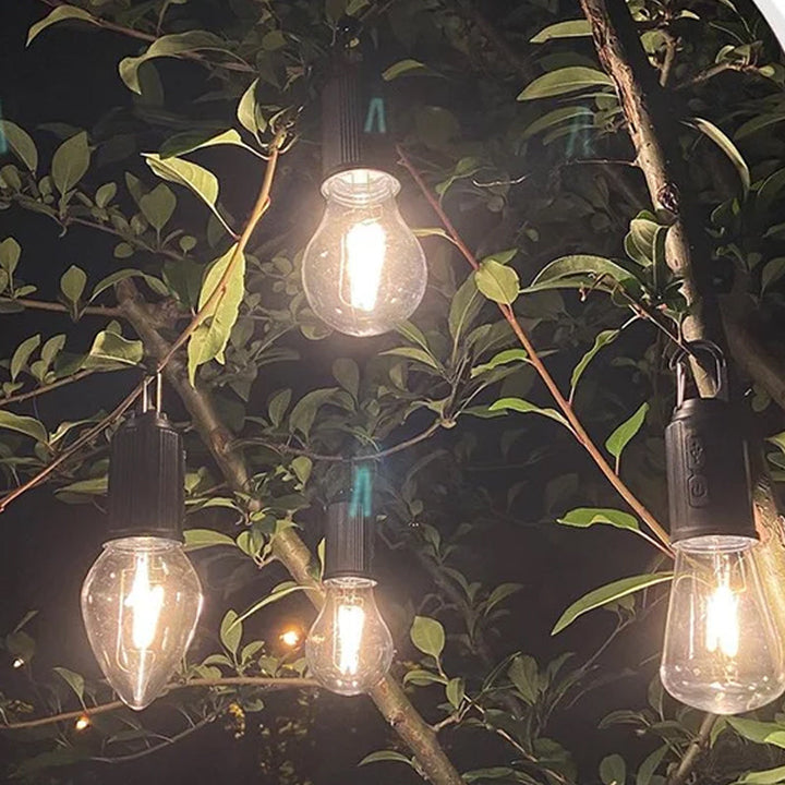 Outdoor lighting: portable retro bulb lamp, Type-C rechargeable, waterproof housing