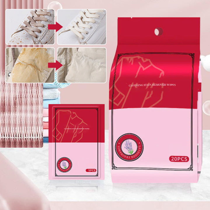 Clothing spot cleaner wipes, floral scented & portable for quick fabric care