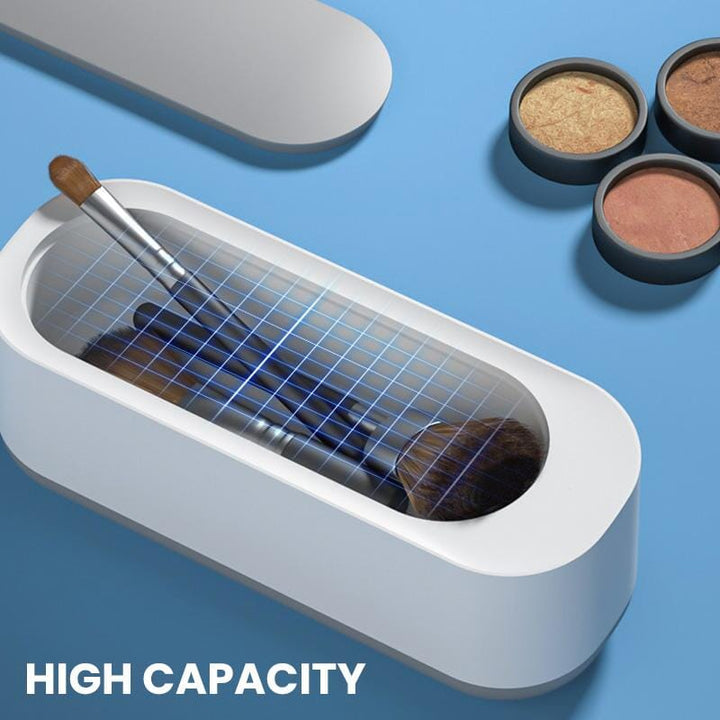 Ultrasonic cleaning device demonstrating powerful yet gentle deep cleaning for hygiene