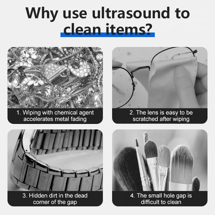 Close-up of ultrasonic cleaner bubbles, showing deep cleaning action on jewelry and eyewear