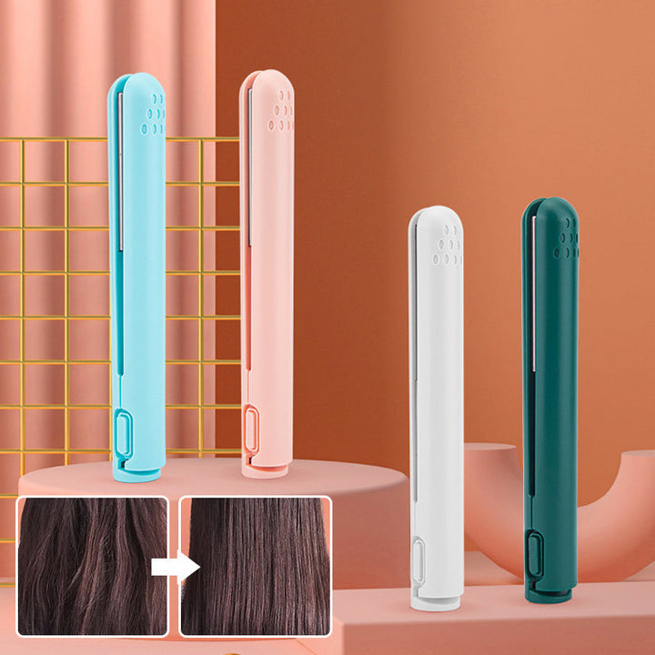 Essential travel beauty accessory: a compact USB hair straightener and curler for diverse hairstyles.