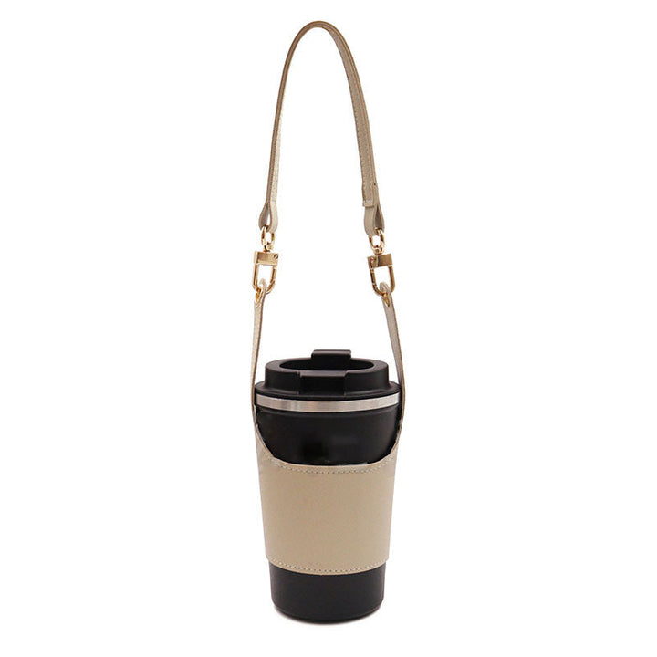 Portable cupholder with a textured vegan leather finish, adding a touch of elegance to any outing