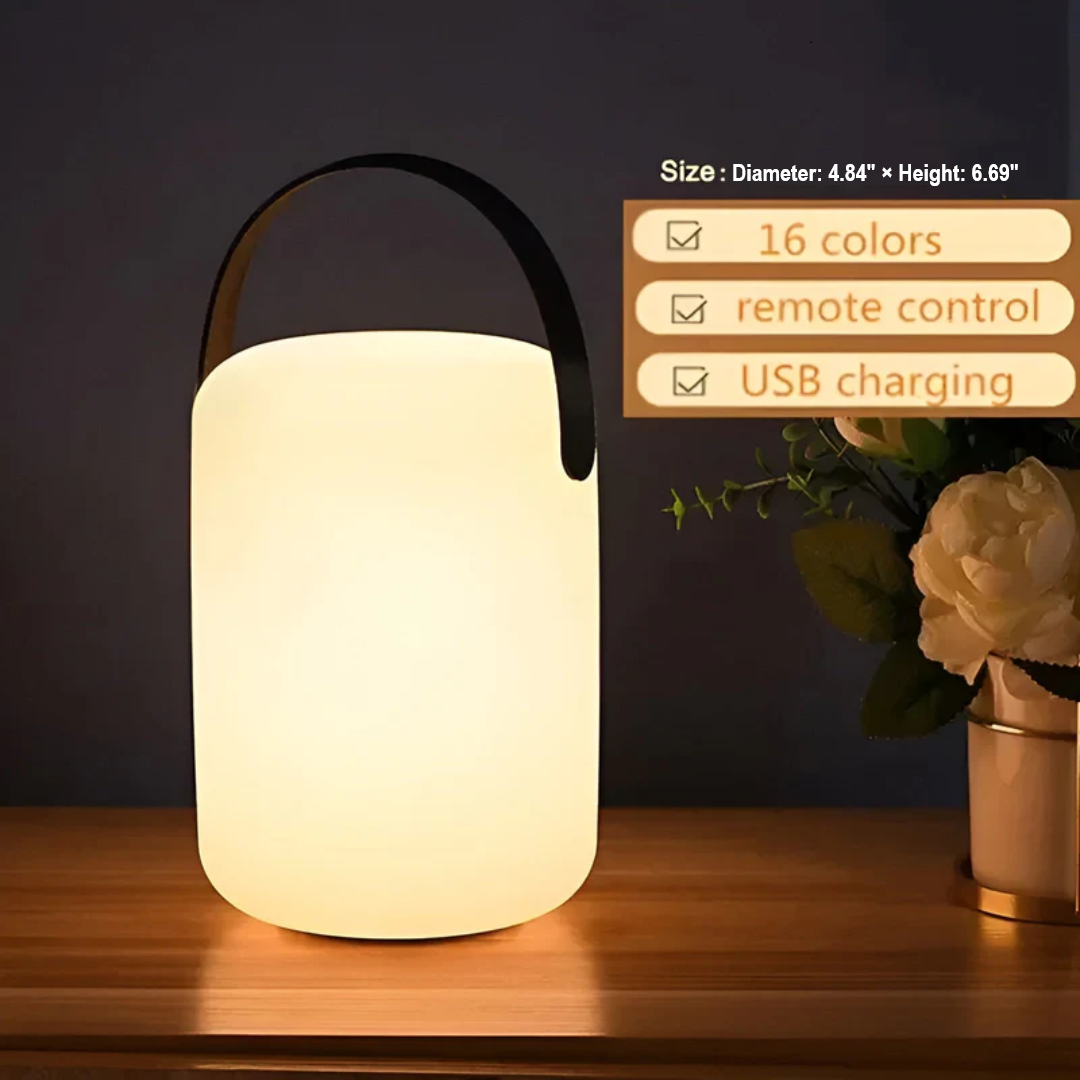 Versatile portable LED table lamp, waterproof & color-changing for indoor/outdoor ambiance.