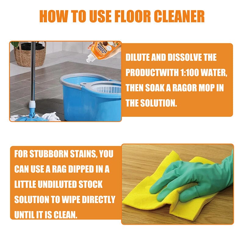 Plant-based universal floor cleaner, lemon-scented, for effective and powerful home and kitchen cleaning.