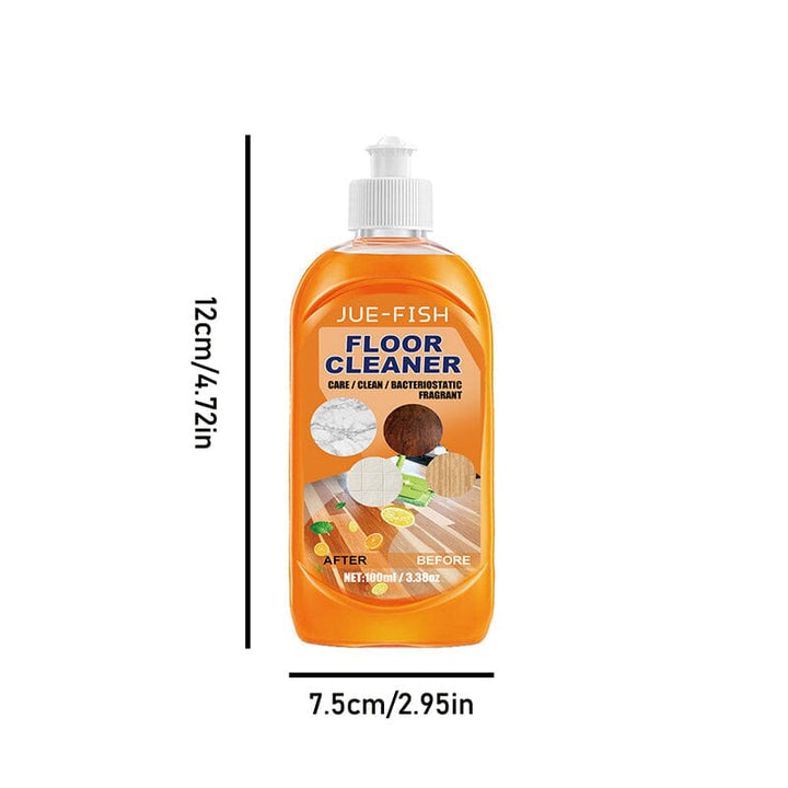 All-purpose floor cleaner actively removing a tough stain from a kitchen tile, showing quick dry results.