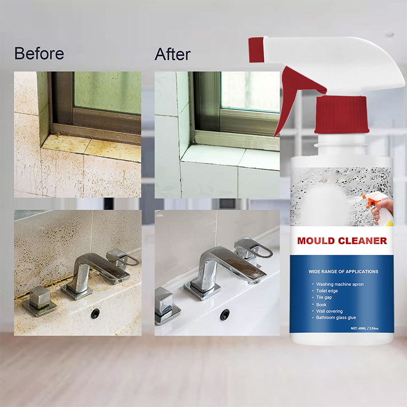 Bottle of Powerful Mold & Mildew Remover Spray, essential for home cleaning and stain removal