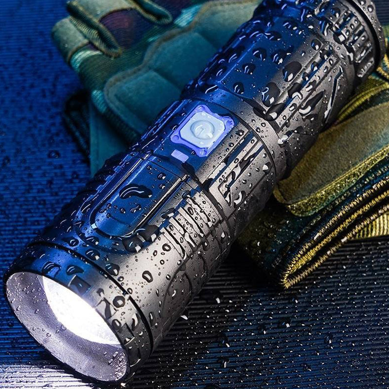 Powerful LED flashlight with multiple light modes, versatile for various outdoor & emergency uses