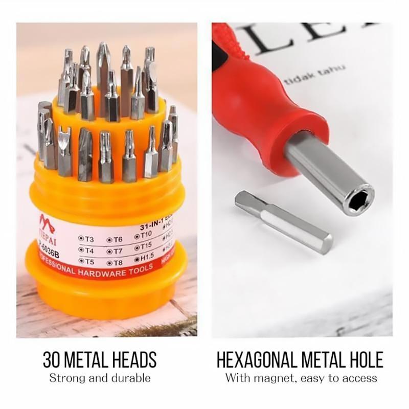 Portable 31-in-1 multipurpose screwdriver toolkit, essential for DIY and home improvement projects