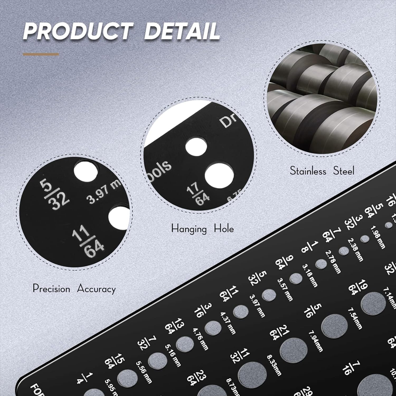 Durable drill bit measurement tool, ideal for DIY projects and workshop use