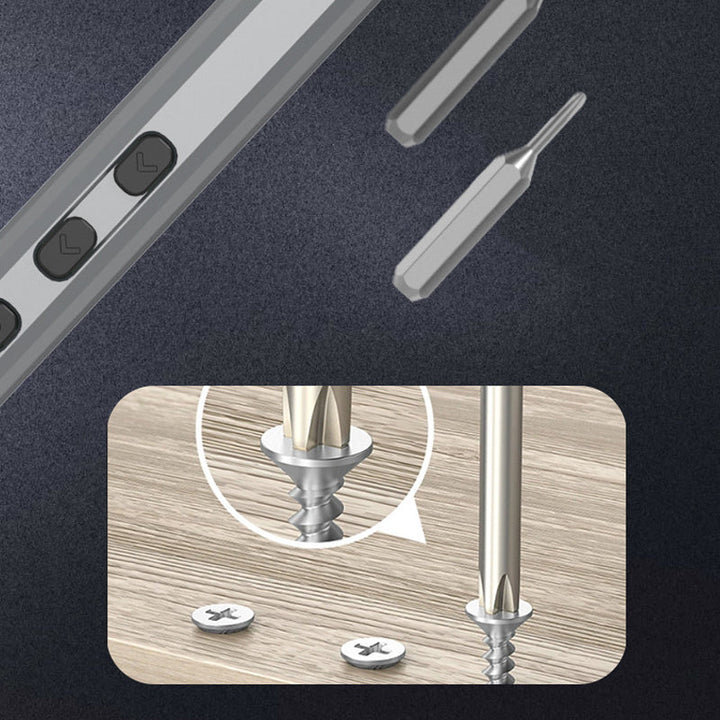 Compact electric screwdriver, perfect for small electronics and computer repair. High-quality precision hand tool.