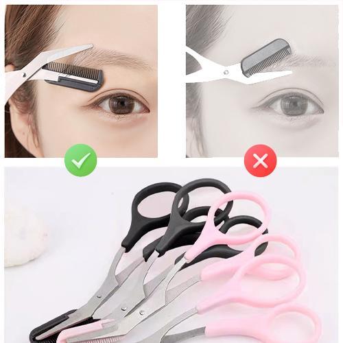 Stainless steel facial tool: eyebrow scissors with comb for accurate and easy brow grooming.