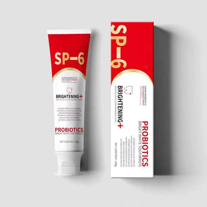 Family-sized probiotic whitening toothpaste, perfect for complete oral care and fresh breath.