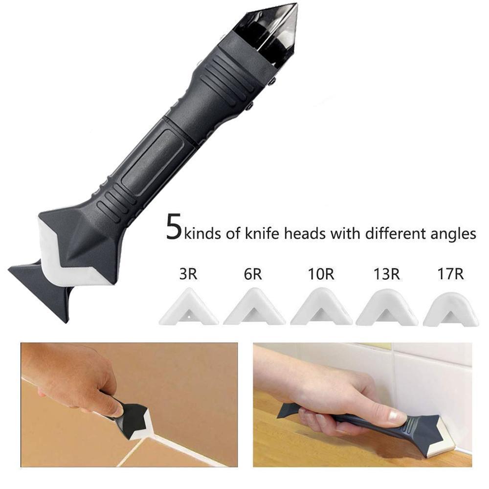 Grout and caulk tools kit with silicone remover and multiple applicators for seamless sealing
