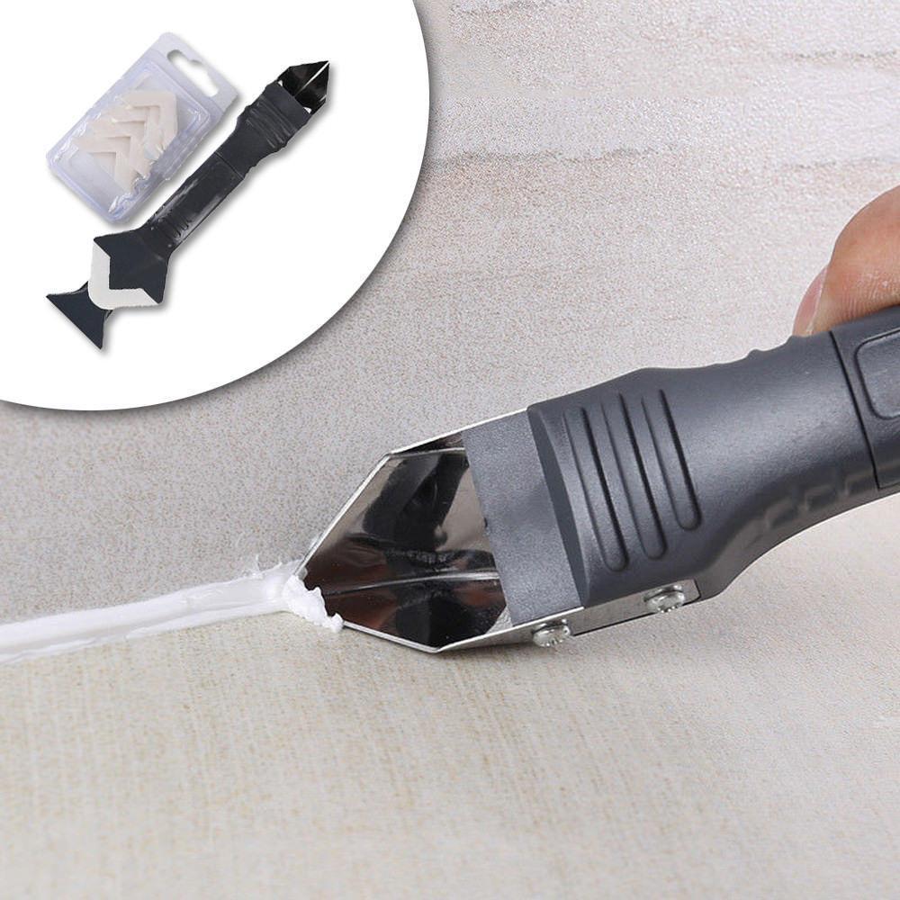 DIY home repair kit: professional silicone caulking, sealing, and finishing tools with scraper